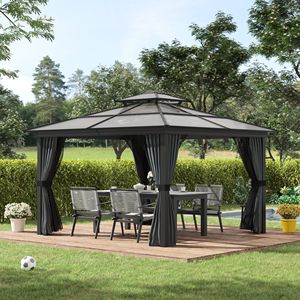 Gazebo in Alluminio con Tettoia in Policarbonato Impermeabile 3x3 m per Villa, Cortile, Parco - Product Image 2