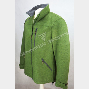 Chaqueta de Caza Personalizada para Hombre, 100% Lana Verde, Cierre Frontal con Cremallera, Múltiples Bolsillos Frontales, Forro Acolchado Interior - Product Image 3