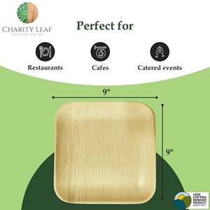 Piatto Quadrato Monouso da 9 Pollici Realizzato in Foglia di Palma Naturale - Product Image 5