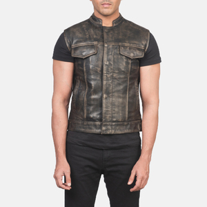 Wholesale High Quality Leather <b>Vest</b> For Men Customized Design Custom Color Top Quality Leather <b>Vest</b> Breathable Outdoor Wear Men - Product Image 3