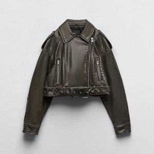 Veste bomber pour homme en cuir véritable noir imperméable, respirante et coupe-vent, doublure en fausse fourrure marron, col rabattable, fermeture éclair - Product Image 5