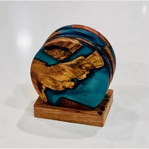 Juego de Posavasos de Resina Epoxi Hechos a Mano de Primera Calidad con Soporte para Té y Café |   Decoración de Mesa Moderna Brillante Cuadrada y Redonda - Product Image 5