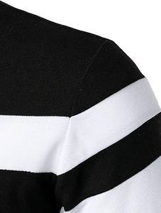 Wholesale High Quality Men's <b>Black</b> <b>White</b> <b>Striped</b> Short Sleeve Polo <b>Shirt</b> Knitted Casual Regular Fit Color Blocked Design - Product Image 2