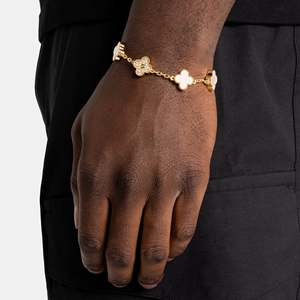 Luxury Clover Charm <b>Bracelet</b> 925 Sterling Silver Yellow Gold Plated White <b>Shell</b> Moissanite Flower <b>Bracelet</b> for Women - Product Image 4