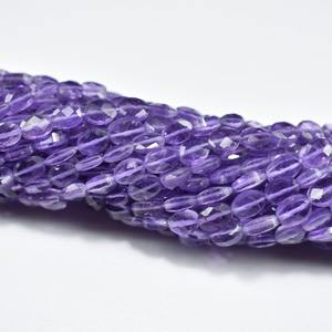 Cuentas de amatista púrpura natural facetadas de forma ovalada de 4x6 mm, cuentas de piedras preciosas sueltas al por mayor para la fabricación de joyas, manualidades y bricolaje. - Product Image 3