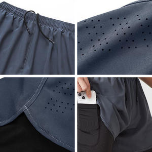 Oem High Quality Quick Dry Double <b>Layer</b> Men's Running Shorts With Pocket Breathable Summer Sports Short Orange Trim Shorts Men's - Product Image 5