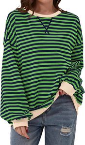 เสื้อสเวตเชิ้ตผู้หญิงไซส์ใหญ่แบบสั่งทำ OEM ลายทาง คอกลม แขนยาว ผ้าถัก ระบายอากาศได้ดี ปักลาย ทรงหลวม สวมใส่สบาย - Product Image 3