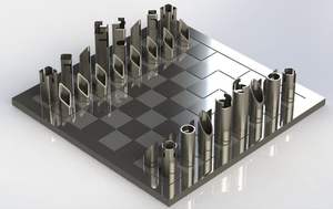 Pièces d'échecs modernes en métal, design contemporain, vente en gros, pièces d'échecs en métal de luxe, jeu de stratégie haut de gamme - Product Image 3