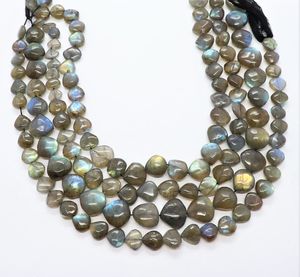 Perles en labradorite naturelle AAA, forme cœur lisse, 8-9 mm, perles de pierre précieuse en labradorite en forme de cœur, 13 pouces, perles de labradorite chatoyantes - Product Image 1