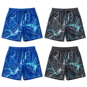 Shorts en maille à motif graphique personnalisé Electric Lightning Strike pour hommes, shorts d'entraînement de basketball par sublimation - Product Image 5
