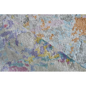 Tapis rectangulaire artisanal DreamCraft en bambou noué à la main/écorce de bambou, motif abstrait, art de sol, ivoire élégant, Vietnam - Product Image 6