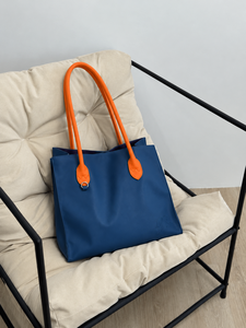 <b>Large</b> Capacity PU Leather <b>Tote</b> <b>Bag</b> Contrast Handle Shoulder Shopper <b>for</b> Commuting <b>Travel</b> Shopping - Product Image 1