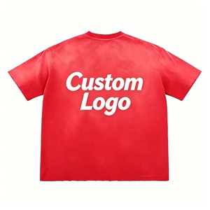 <b>Red</b> Leather for <b>Oversized</b> Men's T-<b>Shirt</b> Digital Custom Logo Embroidered Letter Short Sleeve Crew Neck Streetwear Tee Pattern - Product Image 3