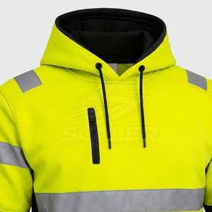 Factory Direct SCALER SPORTSWEAR High Visibility ANSI Class 3 <b>Waterproof</b> Reflective Pullover Hoodie Front Pocket Outdoor - Product Image 3