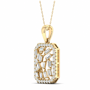Pendentif en diamant de laboratoire, or 10K 14K 18K, argent sterling 925 935, pendentif carré en grappe de diamants baguette, bijoux - Product Image 4