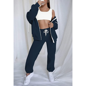 Ensemble de survêtement décontracté pour femmes, sweat-shirt à capuche et pantalon, deux pièces, couleur unie, coupe ample, manches longues, vêtements d'automne - Product Image 3