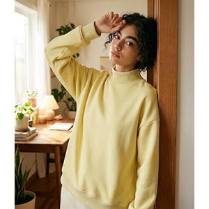 Sweat-shirt à col montant pour femme, en coton éponge personnalisé, avec logo imprimé, style streetwear décontracté, fournisseur en gros OEM sous marque privée - Product Image 3