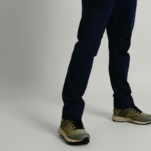 Men Navy Straight Fit Casual <b>Trousers</b> <b>Elastic</b> <b>Waist</b> Breathable Polyester Cotton Oxford Fabric Side Pockets Right Leg Logo - Product Image 2