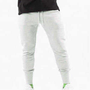 Pantalon de jogging en coton beige pour homme, taille élastique, cordon de serrage, poches latérales, style décontracté streetwear, idéal pour l'automne - Product Image 6