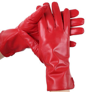 Gants d'hiver en cuir véritable pour homme AIFRAN, demi-doigts, tactiles, doublés polaire, en peau de mouton véritable, vente en gros - Product Image 1