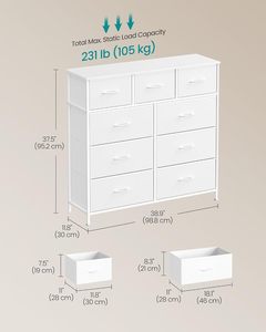 ตู้เสื้อผ้าสีขาวสไตล์โมเดิร์น 9 ลิ้นชัก สำหรับเฟอร์นิเจอร์ห้องนอน - Product Image 2
