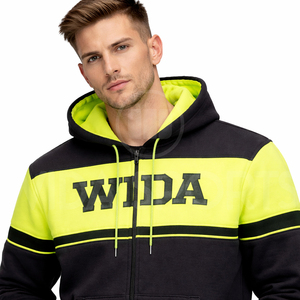 Conjunto Deportivo Personalizado al por Mayor, Unisex, 100% Algodón Ecológico, Sudadera con Capucha y Pantalones Deportivos, Negro Verde Neón, para Gimnasio y Fitness - Product Image 2
