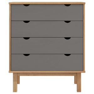 Commode en bois de pin massif et tiroirs en bois d'ingénierie, marron et gris - Product Image 3