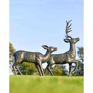 Figurines de cerfs en bronze grandeur nature, décoratives, faites à la main, style antique, paire de sculptures de rennes, articles de décoration de Noël pour la maison - Product Image 2