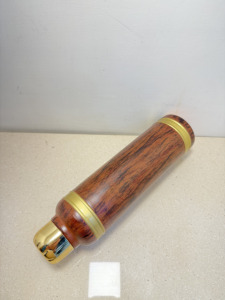 Premium Wood Grain Printed Pure Copper Water Bottle 1000ml Leakproof Flask Eco-Friendly Sports Metal Drinkware with Gold Trim - Product Image 3