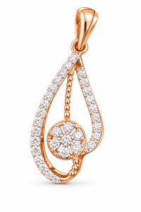 Collier pendentif goutte d'eau en or rose massif 14 carats avec diamant de laboratoire certifié IGI pour femme, cadeau de fête - Product Image 2