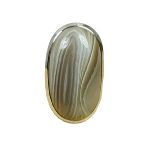 Bague tendance pour femme en argent sterling 925 plaqué or, sertie à griffes, avec pierre naturelle d'agate de coupe ovale, fabrication artisanale, fournisseur en gros - Product Image 1