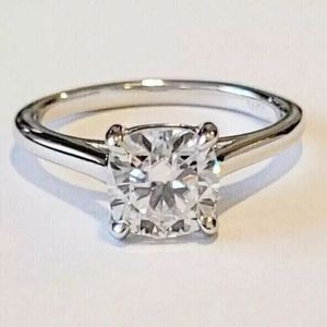 แหวนหมั้นมอสซาไนต์ เงินแท้ 925 แหวนเพชรเม็ดเดี่ยวทรงกลม สี D ความสะอาด VVS1 แหวนแต่งงาน เครื่องประดับสำหรับผู้หญิง - Product Image 3