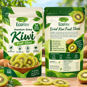 EcoRev Premium Dried Kiwi Fruit Slices 50G Resealable Stand Up <b>Pouch</b> Naturally Sweet No Added Sugar Rich In Fiber - Product Image 1