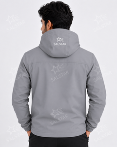 Men's <b>Waterproof</b> <b>Grey</b> Softshell <b>Jacket</b> with Hood Custom Logo Windproof Outdoor Workwear Winter <b>Jacket</b> - Product Image 4