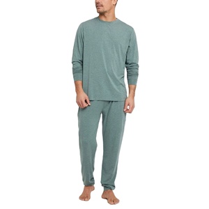Conjunto de pijama de algodón para hombre de primavera y otoño, Top y pantalones holgados de manga larga, Conjunto de pijama informal de 2 piezas con cuello redondo para hombre, exportación desde BD - Product Image 1