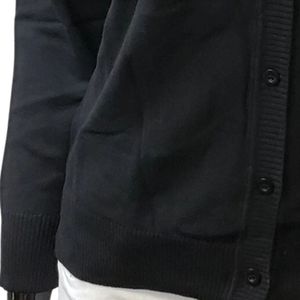 <b>Women</b> <b>Black</b> V Neck Button Front Knit <b>Cardigan</b> Long Sleeve Embroidered Chest Logo Casual Soft Sweater Custom Wholesale Ladies - Product Image 3