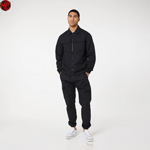 Men Utility <b>Tracksuit</b> Set Zip Up Jacket Cargo Pants Woven Polyester Cotton Casual Workwear Outfit <b>Waterproof</b> <b>Tracksuit</b> Set - Product Image 5