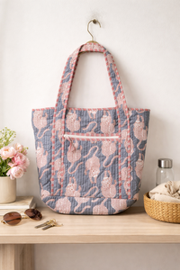 Sac fourre-tout matelassé violet léopard Shree Balajee Garments, fermeture éclair, doubles poignées, réutilisable, pour le quotidien, pour femmes, pour le shopping - Product Image 1