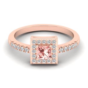 Anillo REYES con Gema de Morganita de Corte Princesa de 0.31 Quilates en Plata de Ley 925, Certificado GRA, Joyería Fina Delicada con Moissanita - Product Image 5