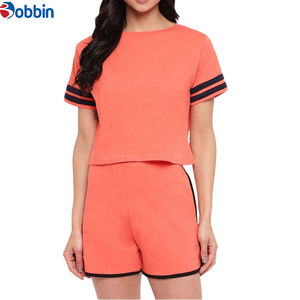 Conjuntos de Verano, Traje Deportivo Corto, Tendencia de Verano, Logotipo Personalizado, Conjunto de Dos Piezas de Algodón, Shorts y Camisetas para Mujer - Product Image 4