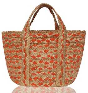 Sac fourre-tout bohème en jute tressé pour femme, couleur unie, écologique, idéal pour la plage, les voyages et le shopping quotidien - Product Image 1