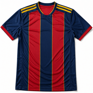 ผู้ผลิตเสื้อฟุตบอลแบบ OEM ตามสั่ง ไซส์ใหญ่ แห้งเร็ว ระบายอากาศได้ดี ผ้าโพลีเอสเตอร์ 100% พิมพ์ลายชื่อผู้เล่นด้านหน้า - Product Image 1