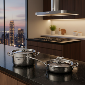 Mirror Polish Hammered Stainless Steel Stockpot Skillet <b>Casserole</b> <b>Pan</b> Pot Eco-Friendly Gas Induction Ready Europe Design - Product Image 2