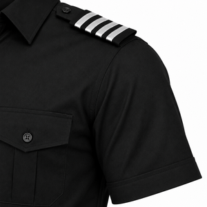 Camisa Polo Negra de Manga Corta para Hombre con Franjas en los Hombros, Dos Bolsillos en el Pecho, Poliéster/Algodón, Ropa Casual - Product Image 6