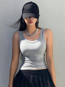 Débardeur d'été court pour femme en gros, 100 % coton, respirant, confortable, sans manches, camisole dos nu, sous-vêtement - Product Image 3