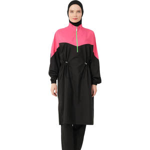 Nouvel Arrivage – Burkini 2 Pièces Femme à Fermeture Éclair Frontale et Coupe Haute, en Spandex/Polyester, Maillot de Bain Printemps Imprimé Séchage Rapide - Product Image 1