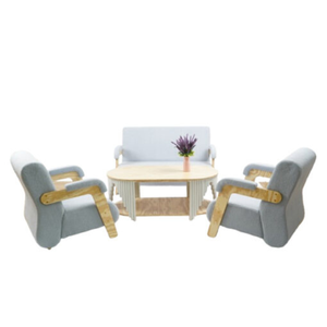 Juego de Sofás Modernos de Tela Gris con Estructura de Madera, Muebles para Sala de Estar, Diseño Ecológico con Acabado Mate - Product Image 5
