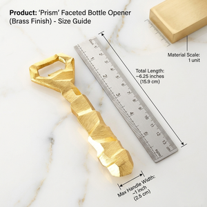 Geometric Rock <b>Bottle</b> Opener Crafted From Premium <b>Brushed</b> Gold Metal Features Chiseled Faceted Handle Perfect For Luxury Bars - Product Image 4