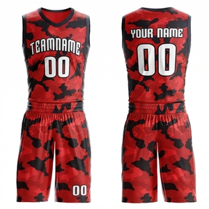 Conjunto de Uniforme de Baloncesto Personalizado con Camuflaje Azul, Sin Mangas, Cuello en V, Poliéster que Absorbe la Humedad, Unisex, para Adultos, Todas las Temporadas, Sublimado - Product Image 3