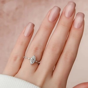 แหวนเพชรโมอิสซาไนต์ทรงมาร์คีส์ 2.9 กะรัต ทองคำขาว 14K แหวนหมั้นสไตล์อาร์ตเดโค ประดับเพชรแบบลอยตัว ของขวัญสุดพิเศษสำหรับผู้หญิง - Product Image 6